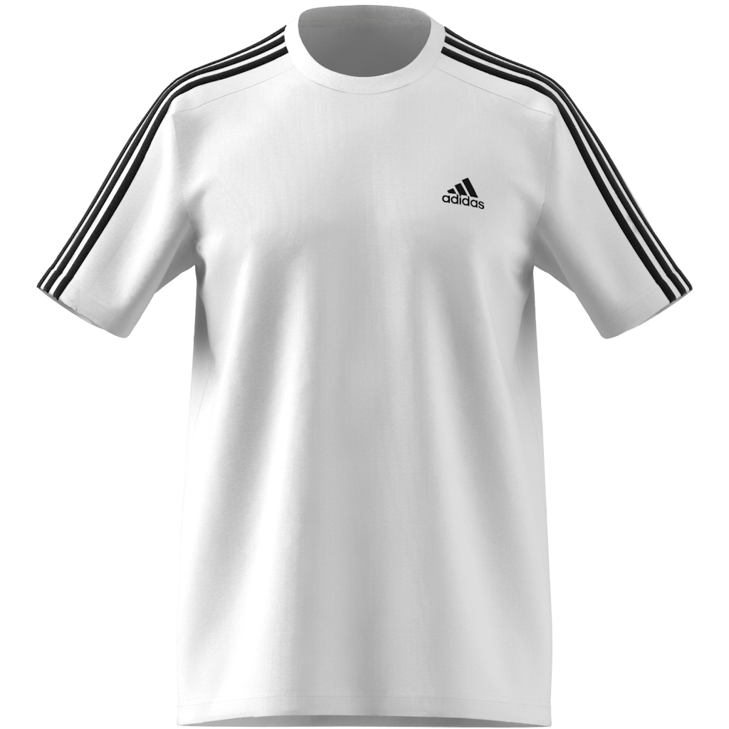 T SHIRT ESSENTIALS SINGLE JERSEY 3 STRIPES WHITE