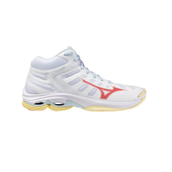 foto MIZUNO WAVE VOLTAGE 2 MID WHITE CALYPSO CORAL PALE BANANA